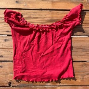 brandy melville off the shoulder ruffle top